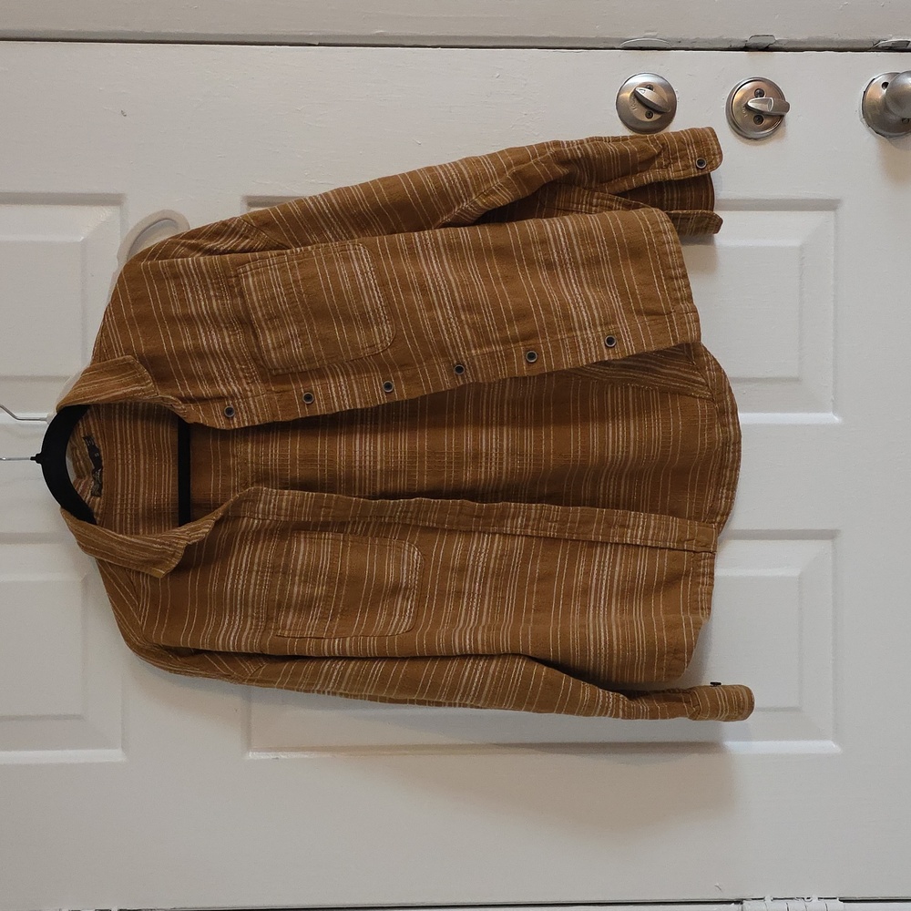 Prana Mustard Yellow Striped Button-Up Jacket